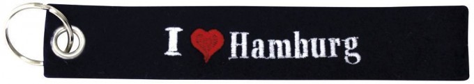 Filz-Schlüsselanhänger mit Stick I love Hamburg Gr. ca. 17x3cm 14155 schwarz