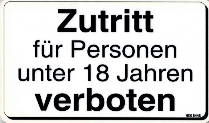 Verbotsschild - ZUTRITT UNTER 18 VERBOTEN - Gr. 25 x 14,5 cm - Kinder Teenager - 308443