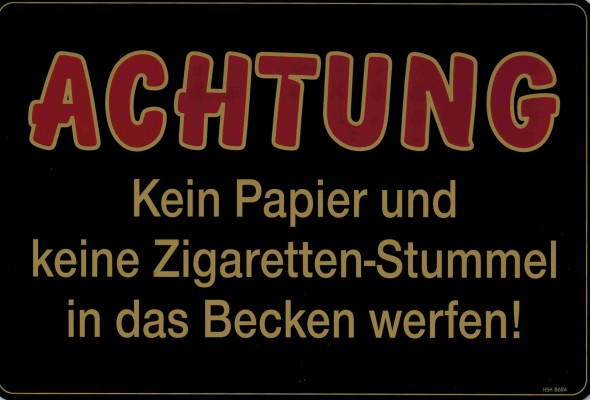 Hinweisschild - ACHTUNG - NICHTS IN DAS BECKEN WERFEN - 308624 - Gr. 30 x 20 cm