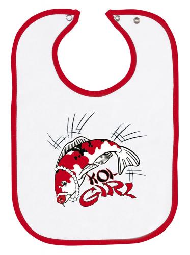 Baby-Lätzchen mit Druckmotiv - KOI GIRL - KO111 weiss-rot
