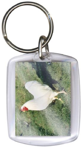 Schlüsselanhänger - weiße Henne - Gr. ca. 60x40mm - 03422 -