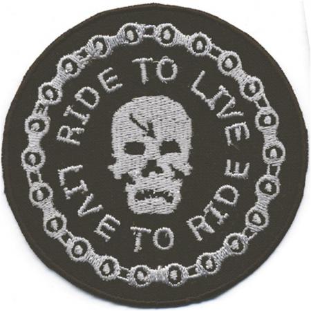 Aufnäher Patches rund - Totenkopf Live to Ride - 04246 - Gr. ca 7,5cm