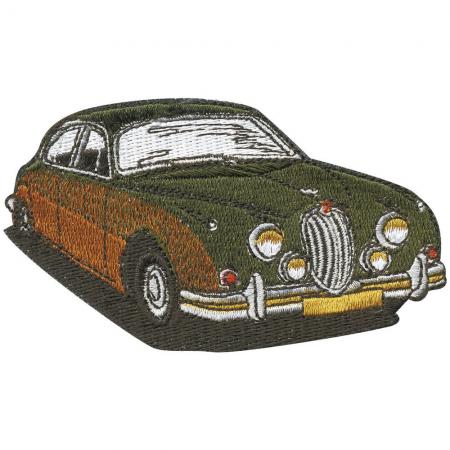 AUFNÄHER - olivgrüner Oldtimer Car - 04957 - Gr. ca. 9,5 x 5,5 cm - Patches Stick Applikation