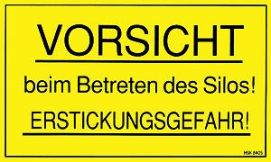 Warnschild - VORSICHT BEIM BETRETEN DES SILOS - Gr. 25 x 15 cm - 308405