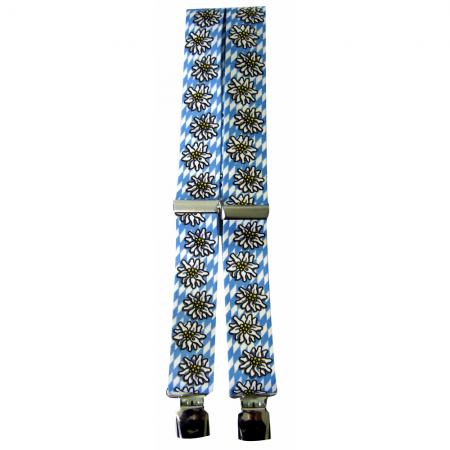 Hosenträger mit Print - Edelweis auf bayrischem blau-weiss - 06491