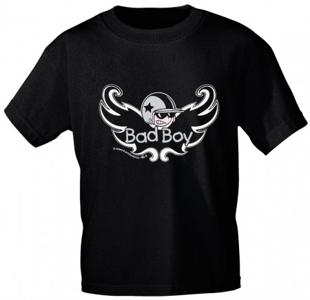 Kinder T-Shirt mit Aufdruck - BAD BOY - 06931 - schwarz - Gr. 86-164