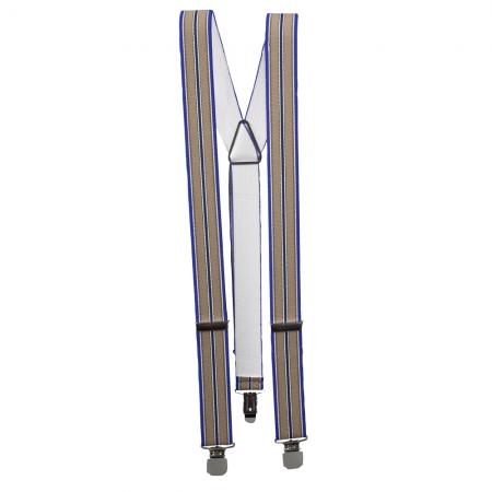 Hosenträger Hosenhalter elastisch gestreift blau beige - 06870
