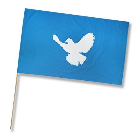 Stockfahne - Friedenstaube - Gr. ca. 45x29cm - 07965 - Flagge mit Holzstock