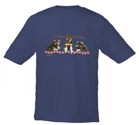Kinder-T-Shirt mit Print - Schäferhundwelpen - 08205 blau - aus der ©Kollektion Bötzel - Gr. 110-164