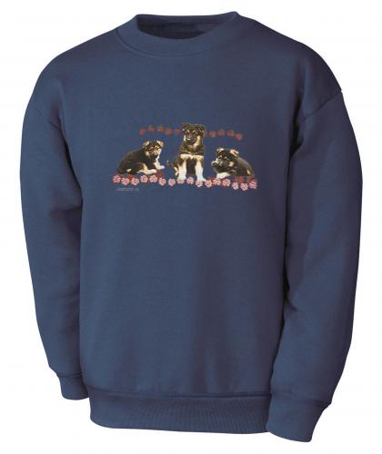 Kinder Sweatshirt mit Print - Schäferhund Welpenreihe - 08646 dunkelblau - Gr. 110-164