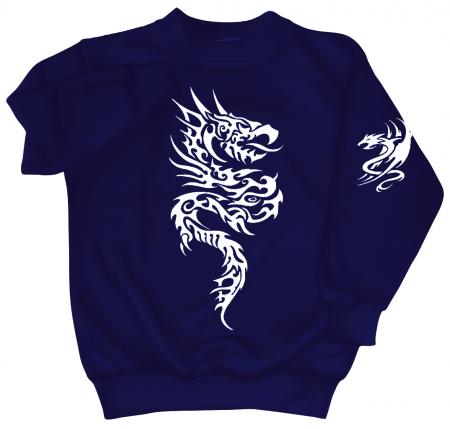 Sweatshirt mit Print - Tattoo Drache - 09020 - versch. farben zur Wahl - blau / L