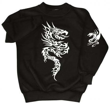 Sweatshirt mit Print - Tattoo Drache - 09020 - versch. farben zur Wahl - schwarz / L