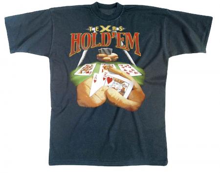 T-Shirt unisex mit Print - Texas Hold´em - 09272 dunkelblau - Gr. S-XXL