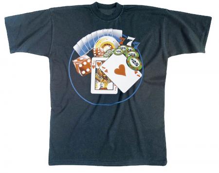 T-Shirt unisex mit Print - Poker - 09277 dunkelblau - Gr. L