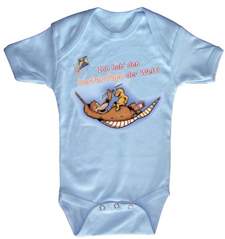 Babystrampler mit Print – Ich hab´den besten Papa der Welt – 08318 blau - 6-12 Monate