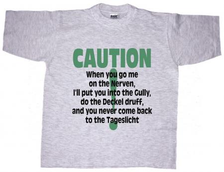 T-Shirt mit Print - Caution... - 09481 grau - Gr. S-XXL