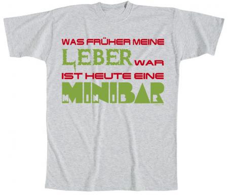 T-Shirt mit Print - Was früher meine Leber war ist heute eine Minibar - 09551 grau -  Gr. S-XXL
