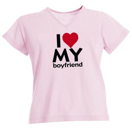 T-SHIRT unisex mit Print - I like my Boyfriend - 09717 rosa - Gr. S-XXL