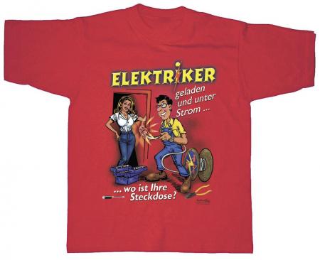 T-SHIRT unisex mit Print - Elektriker - 09970 rot - Gr. S-XXL