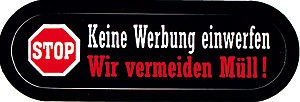 PVC-Aufkleber - STOP! Keine Werbung einwerfen ... - Gr. ca. 6 x 1,5cm - 302057