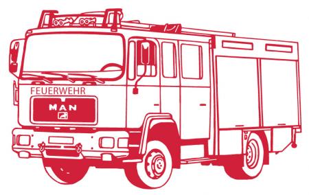 Aufkleber Applikation - Feuerwehrauto Feuerwehrwagen - AP1008 - versch. Farben und Größen