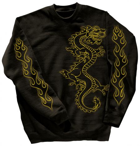 Sweatshirt mit Print - Drache Drake - 10114 - versch. farben zur Wahl - schwarz / XL