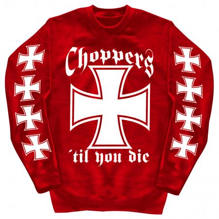 Sweatshirt mit Print - Choppers - 10116 - versch. farben zur Wahl - rot / L