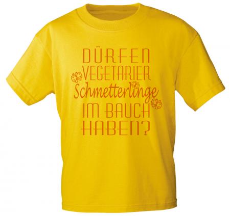 T-Shirt mit Print - Dürfen Vegetarier Schmetterlinge im Bauch haben ? 10221 gelb - Gr. S-XXL