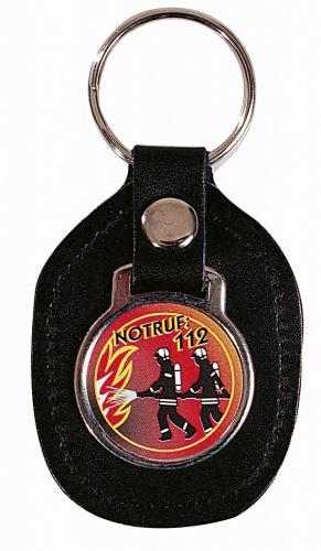 Schlüsselanhänger Leder mit Motiv - Notruf 112 - Gr. ca. 5x7cm - 02343 - Keyholder mit Feuerwehr