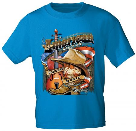 T-Shirt mit Print - American Way of Life Country Music - 10249 türkis Gr. L
