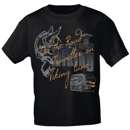 T-Shirt mit Print - Trucker - on the road Traveller on Viking Lane - 10451 schwarz Gr. S-3XL