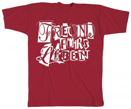 T-Shirt unisex mit Aufdruck - Freund fürs Leben - 10463 rot - Gr. S-XXL