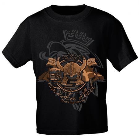 T-Shirt mit Print - Trucker - Sweden Steel Trucking forever - 10509 schwarz Gr. S-3XL
