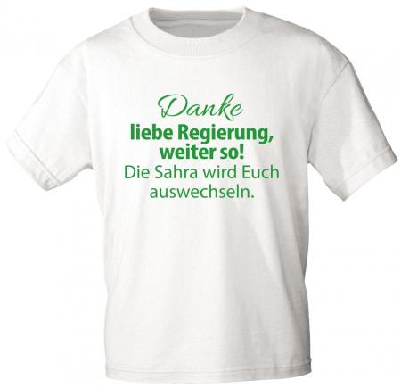 T-Shirt mit Print - Danke Liebe Regierung ! Sahra wird euch auswechseln - 10822 weiß Gr. S-3XL