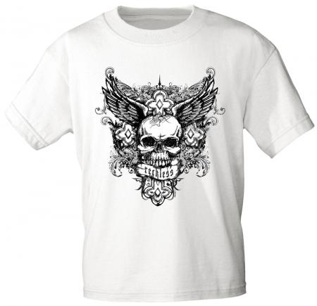 T-Shirt mit Print Totenkopf Skull Reckless 10834 weiß Gr. S-3XL