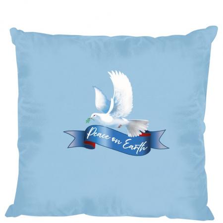 Kissen Dekokissen Zierkissen - PEACE ON EARTH - Friedenstaube - 11431 Hellblau