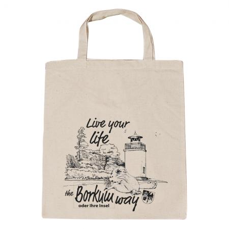 Baumwolltasche Live your Life the Borkum Way 12194 natur