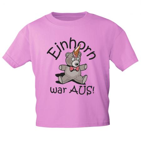 Kinder T-Shirt mit Print - Einhorn war aus - 12269 - Pink / 122/128