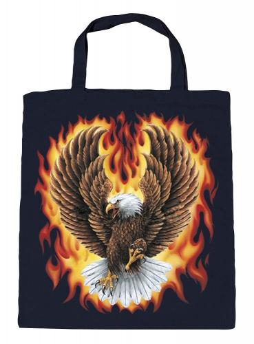 Baumwolltasche mit Aufdruck - Eagle Adler Feuer Flammen - 12383