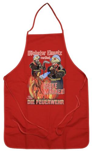 Grillschürze Kochschürze mit Print - Feuerwehr Höchster Einsatz... - 12570 rot