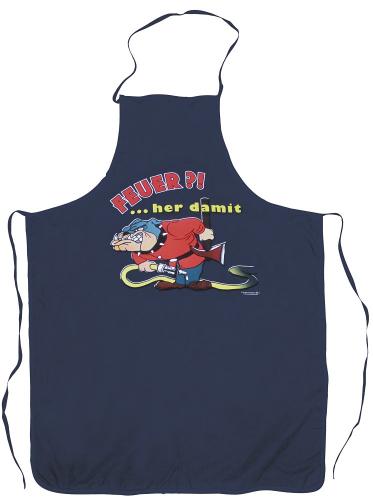 Grillschürze mit Print Feuerwehr Feuer her damit...12568 Navy