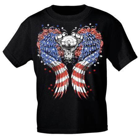 T-Shirt mit Print - Motor American Flag Wings 12982 Gr. S-3XL
