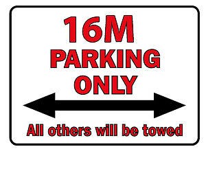 Schild aus Kunfststoff - Parkschild - 16 M Parking only - Gr.ca.40 x 30 cm - 303066