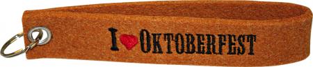 Filz-Schlüsselanhänger mit Stick I love Oktoberfest Gr. ca. 19x3cm 14001 rostrot1