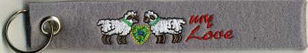 Filz-Schlüsselanhänger mit Stick Sheep my Love Gr. ca. 17x3cm 14089 hellgrau
