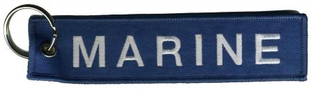Stoff-Schlüsselanhänger mit Einstickung - Marine - Gr. ca. 12,5x3cm - 14129-1 blau