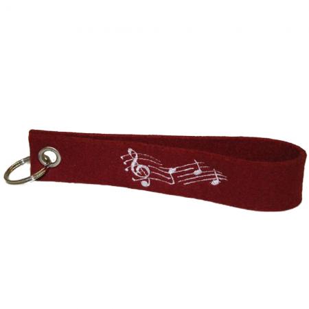 Filz-Schlüsselanhänger mit Stick Noten Musik Gr. ca. 17x3cm 14199 grün oder schwarz