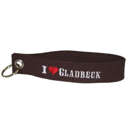 Filz-Schlüsselanhänger mit Stick I love Gladbeck Gr. ca. 17x3cm 14316 schwarz