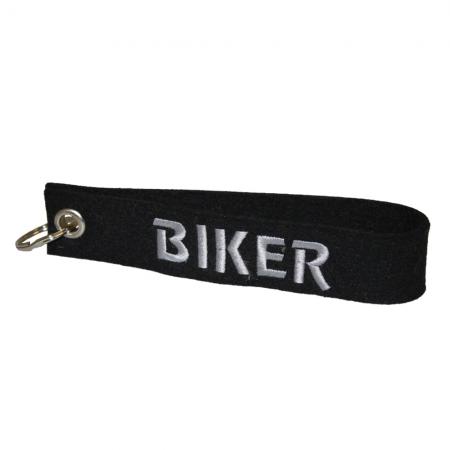 Filz-Schlüsselanhänger mit Stick Biker Gr. ca. 17x3cm 14502 schwarz