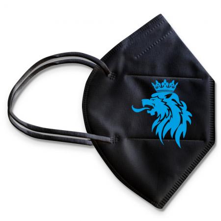 1 FFP2 Maske in Schwarz Deutsche Herstellung mit Aufdruck - Blauer Löwe LKW - 15379